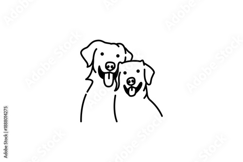 labrador retriever dog line icon vector. father and son labrador retriever dog sign look from front. isolated contour symbol black illustration