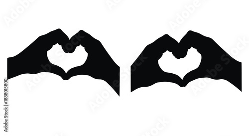 Two hands forming heart shapes a striking black silhouette