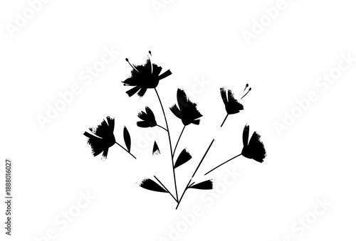 Minimal watercolor pink flower bush isolated vector collage botanical plant