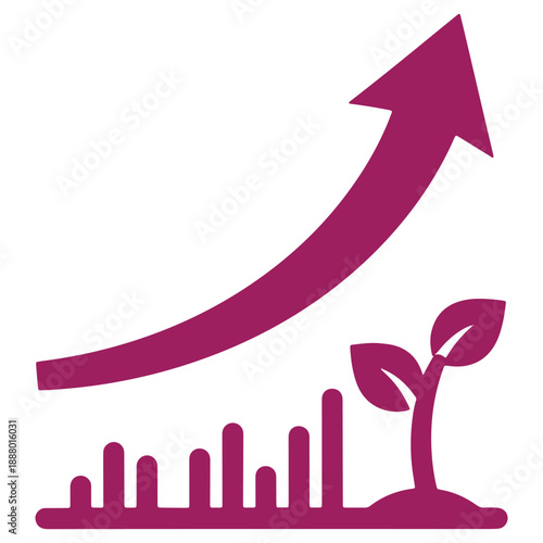 Growth and Success Concept with Rising Arrow and Sprouting Plant