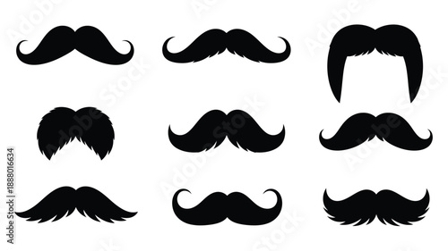 Collection of various mustache styles presented as a dark silhouette