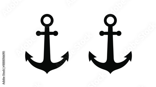 Two black anchors depicted in a striking simple silhouette