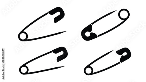 Simple graphic depiction of safety pins in a black and white silhouette
