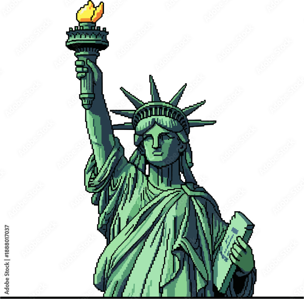 Fototapeta premium Statue of Liberty illustration, iconic symbol of freedom and democracy, New York City landmark