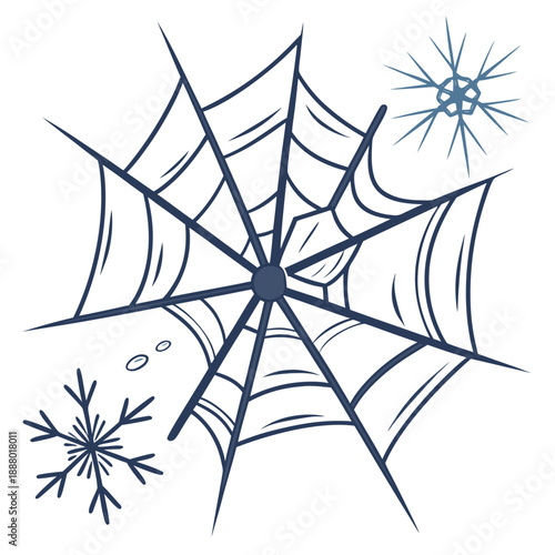 Spider web with dew drops