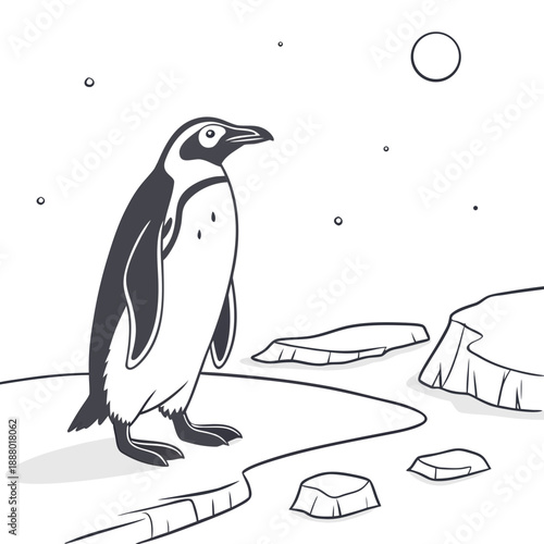 Penguin standing in snowy landscape