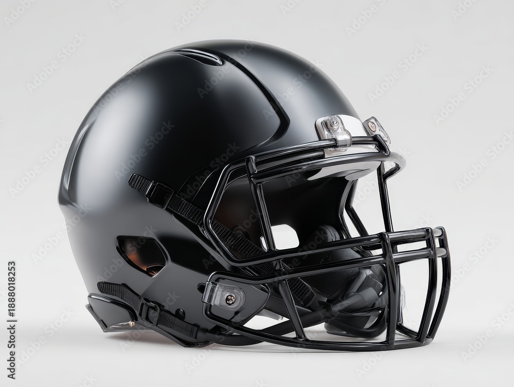 Fototapeta premium Black football helmet with clear visor and face guard