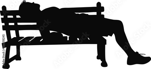 Man Sleeping On A Bench Silhouette