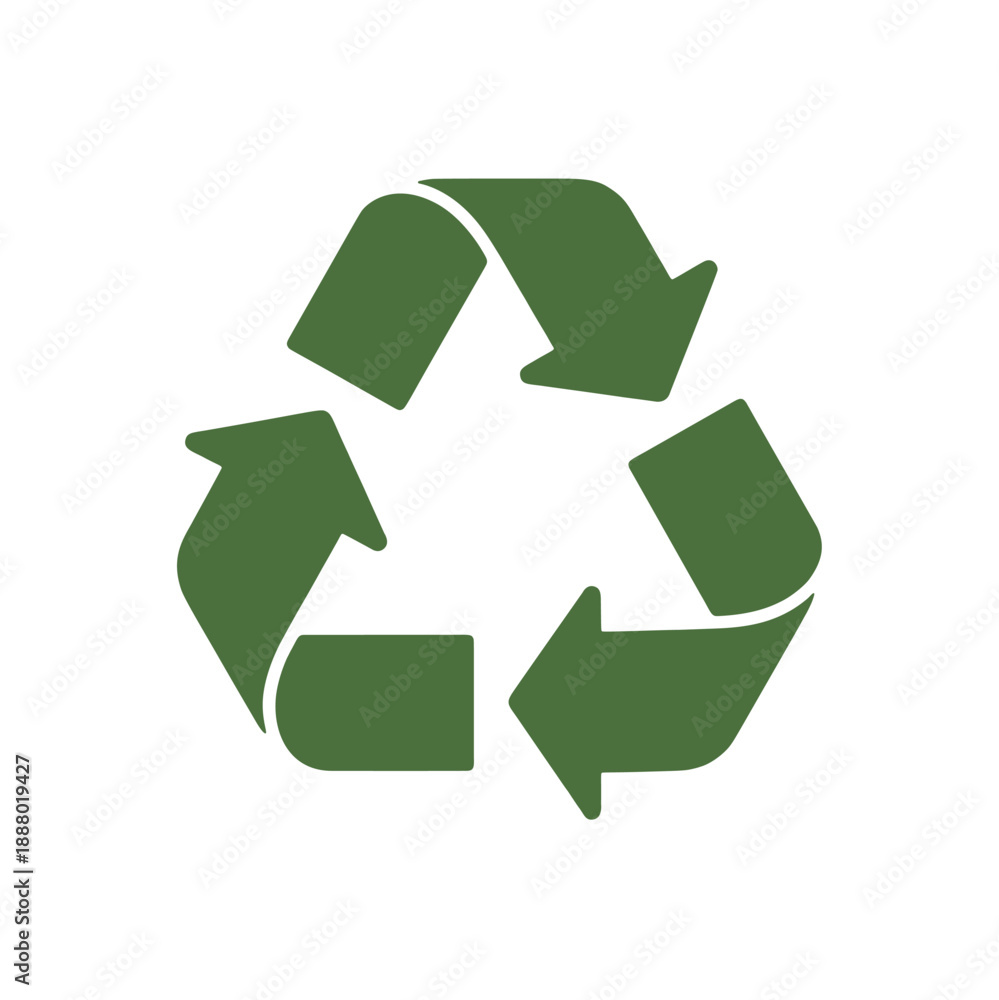Obraz premium Recycle symbol with three green arrows for waste management and sustainability icon.
