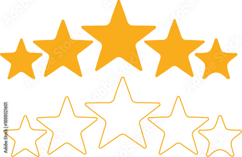 rating yellow five star star line icon set vector illustration 