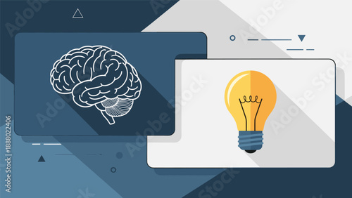 Human brain and a bright yellow lightbulb are presented side by side to symbolize the connection between intelligence and creativity.