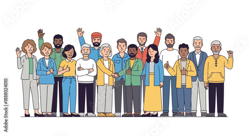 Diverse Group of People Standing Together in Solidarity and Celebration