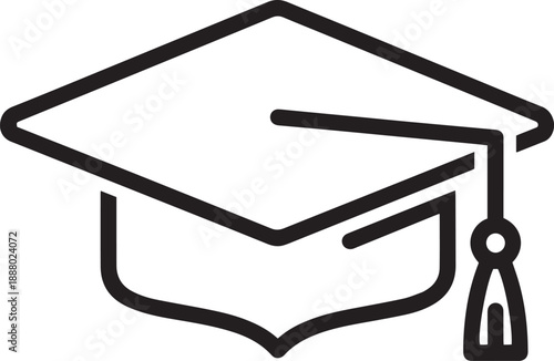 Graduation cap icon – Education, academic success and achievement line art vector