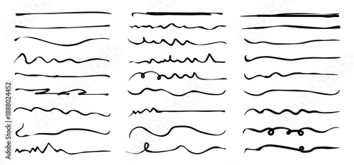 Handwriting Line marker stroke underline set . black .abstract .Marker highlight brush text highlight element. Vector illustration .