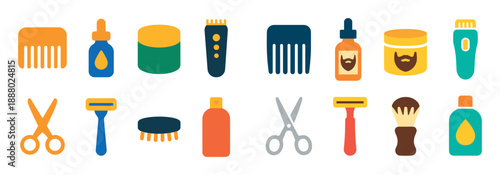 Stylish Beard Care Icons