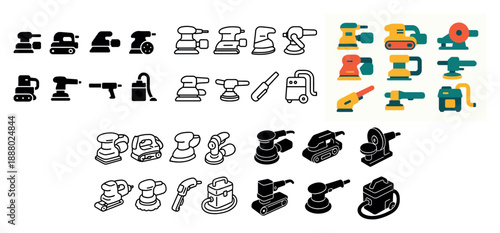 Variety of sanding machine icons