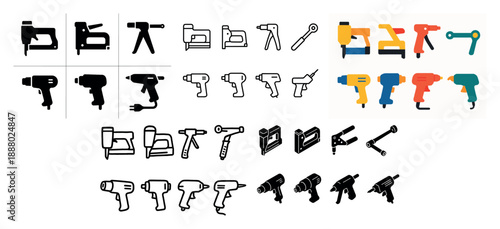 Electric and manual power tools icons