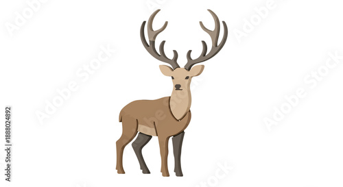 Illustration of a majestic deer with impressive antlers via image effects in a graphic design