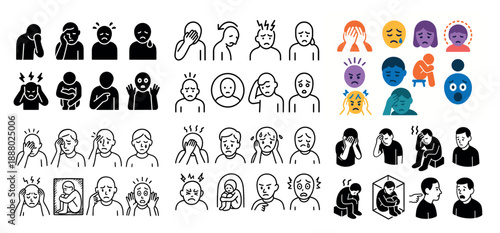 Various emotional expressions icons