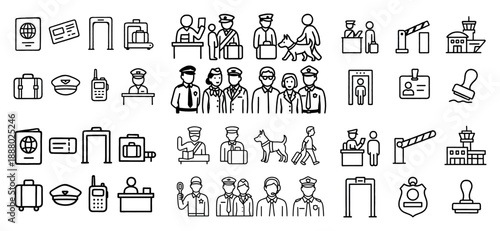 Airport security icons collection