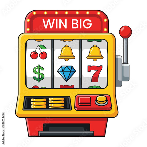 Vivid Jackpot: An illustrative, eye-catching slot machine with classic symbols, promising a big win, rendered in bold colors.