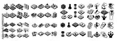Isometric board game icons collection