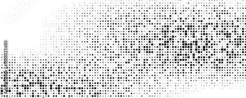Grunge halftone gradient texture. Fading grit noise background. Sandy gritty wallpaper. Retro pixelated backdrop.