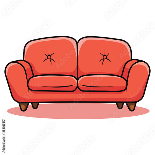 Cozy Couch Illustration: A vibrant illustration showcasing a stylish, inviting couch, perfect for adding a touch of comfort and style to any design.