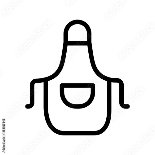 A simple black and white line drawing icon of a chef's apron, a common symbol of cooking and food preparation