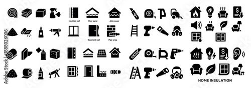 Home insulation icon set