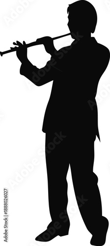 Silhouette Of A Man Playing A Ney Flute