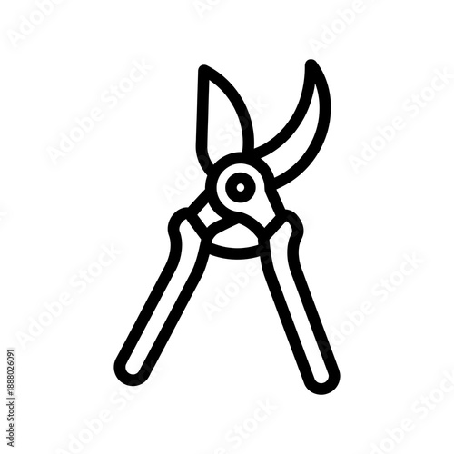 Outline illustration of garden pruning shears, a tool for cutting plants and branches