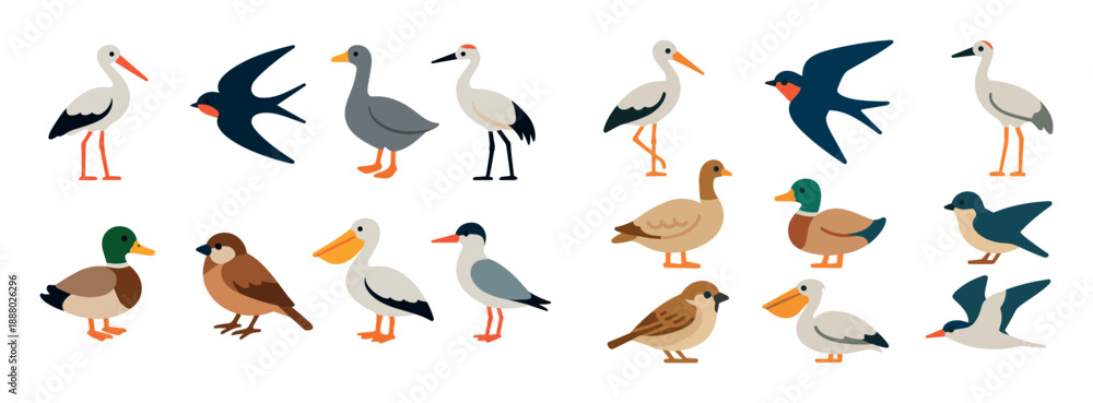 Obraz premium Colorful Bird Icons