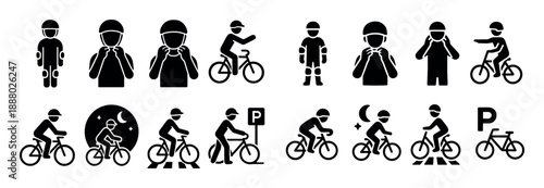 Cyclist Safety Icon Set