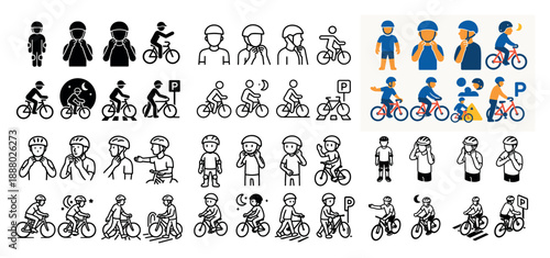 Bicycle safety icons collection