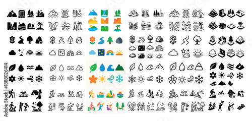 Nature and outdoors activity icons collection