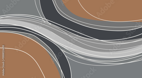 Abstract imagefx design featuring flowing curves and layered shapes in shades of gray and brown