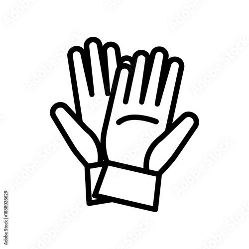 A minimalist black and white line drawing of a pair of work gloves, perfect for illustrating safety, protection, or labor-related concepts
