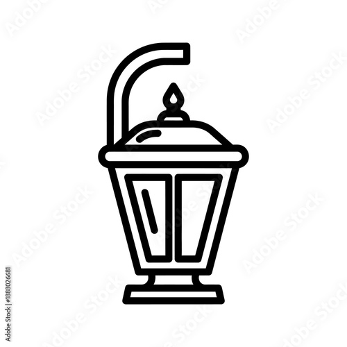 An elegant outline icon of a classic lantern, representing illumination and vintage charm