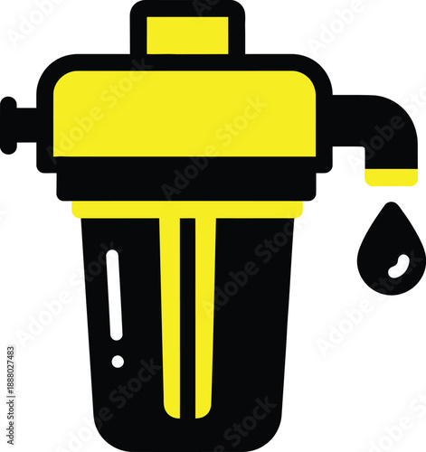 Modern oil filter icon with yellow accents