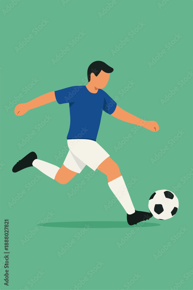 Obraz premium football player kicking ball