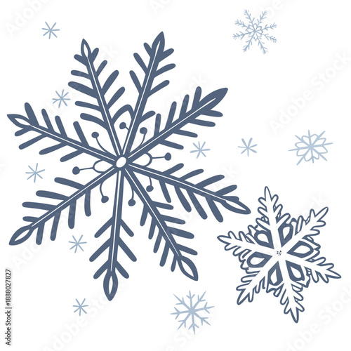 Illustrated snowflakes in winter scene