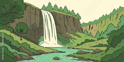 Serene forest waterfall