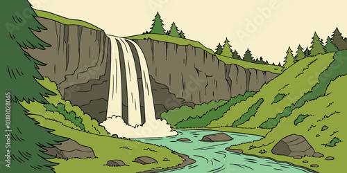 Serene forest waterfall