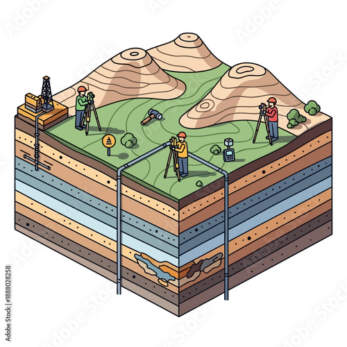 Geological Survey and Exploration with Surveyors on Layered Earth.