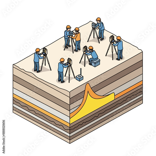 Geological Survey Team Conducting Field Research on Rock Formations.