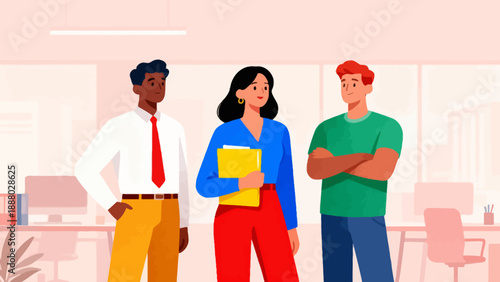 Office workers in colorful attire