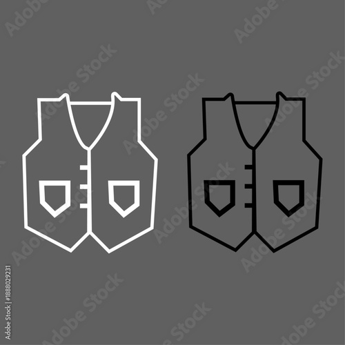Men's Fashion Waistcoat and Formal Vest Outline Icon Set