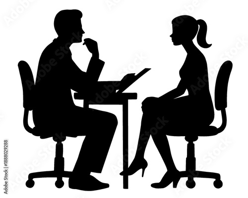 Silhouette of a patient checking his health with a doctor, health consultation, vector illustration
