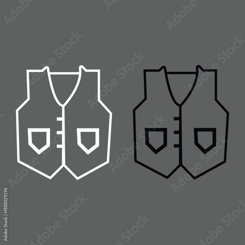 Men's Fashion Waistcoat and Formal Vest Outline Icon Set